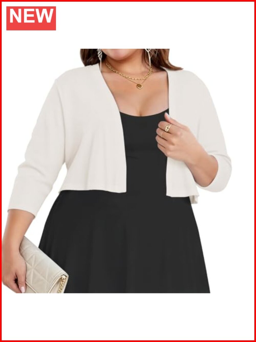 Plus Size Shrug 3/4 Sleeve Cropped Cardigan Knit Bolero Sweater